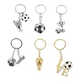 Yardwe Llaveros de Fútbol Deportivos 6 Piezas, Colgantes Pequeños de Aleación Resistentes Decoloración, Diseño Realista para Fiestas y Recuerdos de Eventos Deportivos, Pack Adecuado