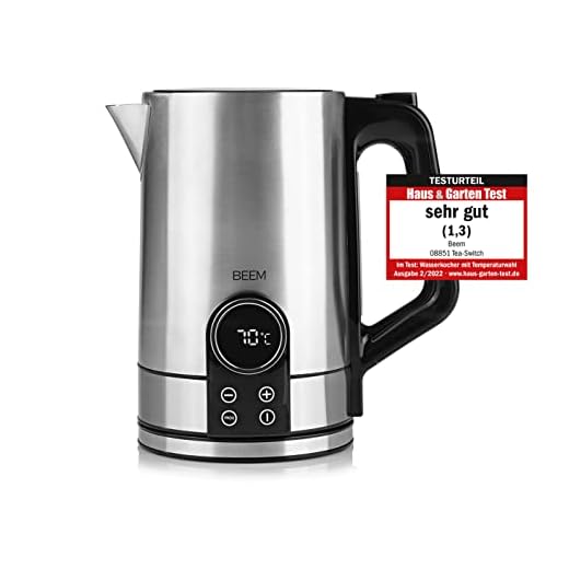 BEEM TEA-SWITCH vattenkokare med temperaturinställning – 1,7 l | tekokare elektrisk | 2 200 W | rostfritt stål | temperaturinställning 40 °C – 100 °C