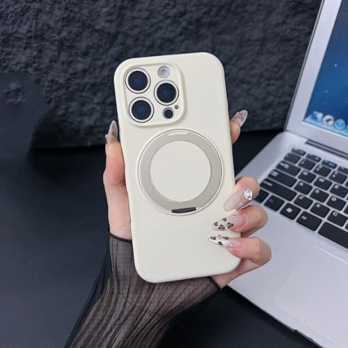 Coque de luxe silicone liquide iPhone 16 Plus blanc support magnetique