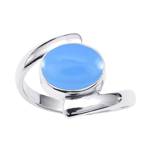 NILOY Blue Chalcedony Gemstone 925 Sterling Silver Ring And Mens Womens All Size Beautiful Ring And Handmade Jewelry PGR-09O-(US_4.5)