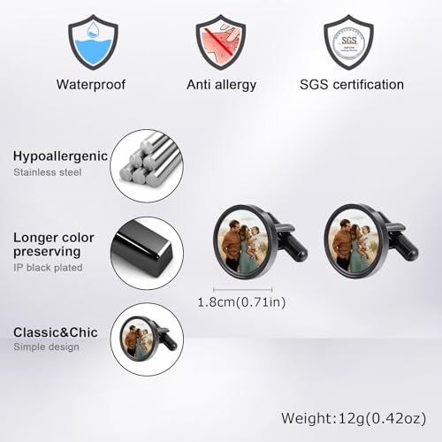 Gemelos personalizados con foto para hombre acero inoxidable miniatura 3