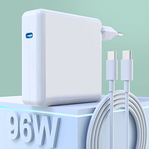 Cargador USB C 96 W Adaptador de CA Compatible con Mac Book Pro de 13/14/15/16 Pulgadas MacBook Air 2020/2019/2018 con Cable de Carga USB-C a USB-C Cable de Carga de 6,6 pies / 2 m Cargador Repuesto Cover