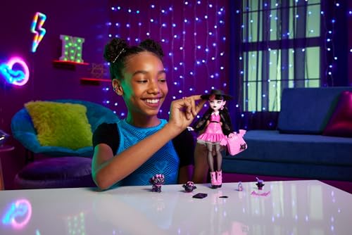 Image of Monster High Draculaura Doll with Pet Bat-Cat Count Fabulous and Accessories Like Backpack, Spell Book, Bento Box and More