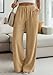 PRETTYGARDEN Womens Palazzo Pants Summer Fashion 2026 High Waisted Wide Leg Drawstring Flowy Beach Trousers with Pockets (Khaki,X-Large)