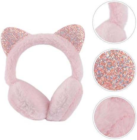 SOIMISS Cat Ear Muffs Winter Plush Earmuff Fluffy Warm Earmuffs Sequin Folding Ear Covers for Kids Girls