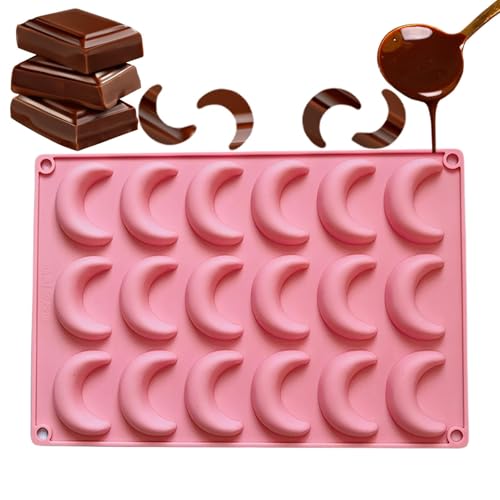 FVPKYUR 28 x 19 cm, molde de chocolate con 18 huecos, molde de silicona, molde de luna, molde de silicona con luna, molde de cubitos de hielo, molde de silicona para dulces, chocolate, resistente al