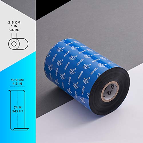 Zebra Premium Black Resin Ribbon For Industrial Thermal Transfer Printers 4.33 In Wide 1476 Ft Long 1 In Core 6 Rolls 10031731Sp, High Scratch And Chemical Resistance #TOP1