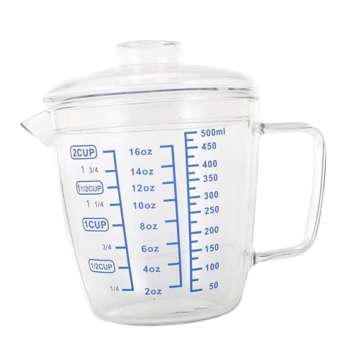 COLLBATH Elegante Taza Medidora De Vidrio Con Tapa Taza De Cerámica Para Hornear Taza De Agua Para Cocina Té