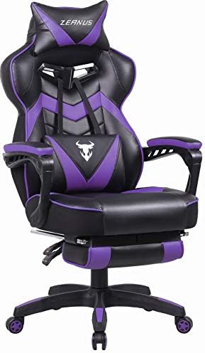 Purple Gaming Chair, Reclining Pc Chair with Footrest, Excessive Again Gamer Chair with Therapeutic massage, Ergonomic PC Gaming Chair, Racing Fashion Desk Chair for Gaming, Massive and Tall Gaming Chairs for Adults
