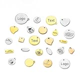 MeiceM 20-100pcs Stainless steel Charms,Custom Metal Charms for jewelry bracelets making, Laser Engrave Jewelry logo,Custom jewelry finding,custom charm necklace
