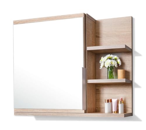 DecoNest Spiegelschrank 60x50 Sonoma Eiche, Badezimmerschrank mit Ablagen, Badezimmerspiegel, Hängeschrank - Recht DecoNest Spiegelschrank 60x50 Sonoma Eiche, Badezimmerschrank mit Ablagen, Badezimmerspiegel, Hängeschrank - Recht