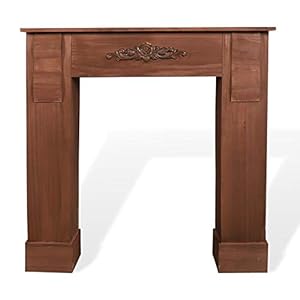 Rebecca Meubels Decoratief schouwframe, bruin houten schouw, met bloemendecoratie, shabby chic, vintage woonkamer…