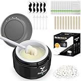 Koeutoze Nasenhaarentferner für Männer und Frauen, Nasenwachs Männer Waxing Kit mit 100g Wachsperlen, 5 Nasen- & Ohrhaarbürsten, 10 Schnurrbart-Schablonen, USB Schnellheizung für Zuhause & Reisen
