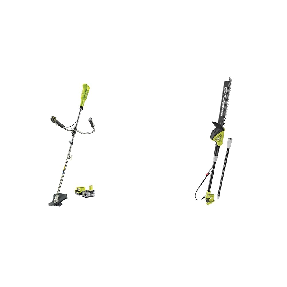 Débroussailleuse sans fil Ryobi et taille-haie pour couper les branches hautes