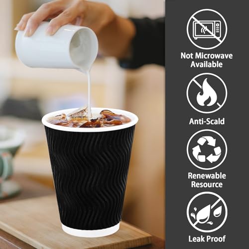 image for Lamosi Disposable Coffee Cups 12 oz 100 Pack, Paper Coffee Cups 12 oz 