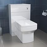 ELEGANT White 2 Pieces Ceramic Toilet Back to Wall with Gloss White Concealed Cistern WC Unit Bathroom Furniture, Square Toilet Pan seat 252mm
