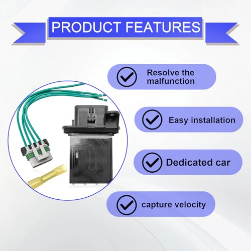 Image of HVAC Resistor Blower Motor Resistor OE# 87138-04052, 973-582, 8713804052, RU746, RU1435 Blower Resistor with Wire Harness Replacement for 2005-2020 Toyota Tacoma