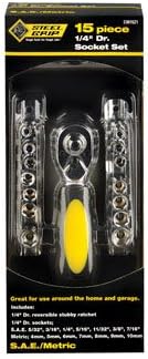 General Tech Intl Dr61828 Drive Socket Set 15 Piece 1/4"
