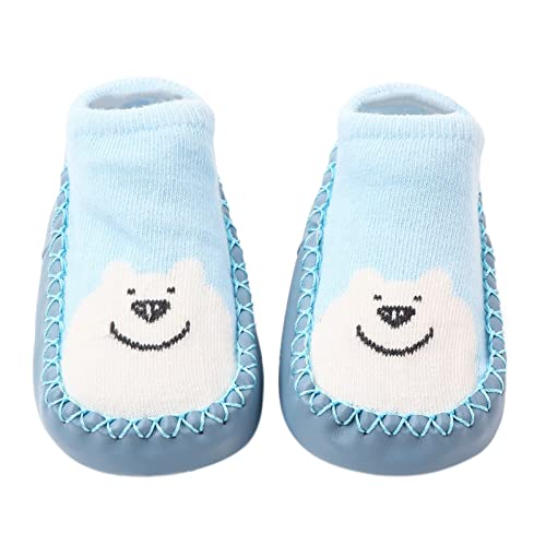 Generic Baby First Walking Shoes Korean Version Infant Low Top Toddler Shoes and Socks Children's Baby Floor (Blue, 5 Infant)