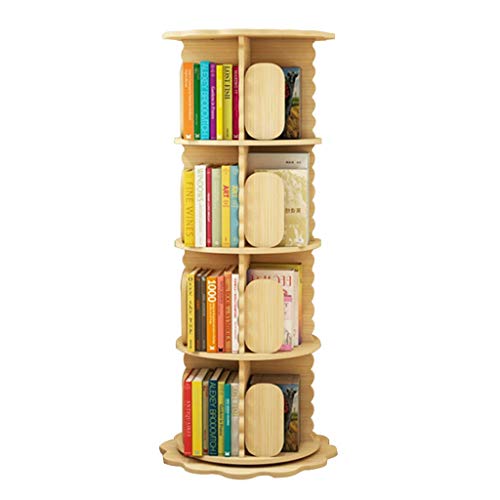 Librería giratoria de 360° con estantes modulares para ahorrar espacio en salones pequeños