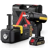 JackPhD Powerful Electric car Jack and Stand kit - Cordless Hydraulic car Jack Lift with LCD Touch Screen, Lithium Battery & Portable Impact Wrench for Effortless Vehicle Emergencies