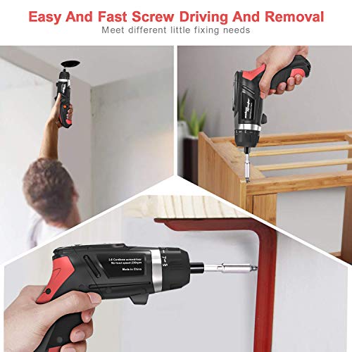 SALEM MASTER Cordless Screwdriver Electric Rechargeable Screwdriver 4.8V Lithium Ion Power Screw Guns with Battery Indicator for Household, Newbies and Experienced (Mid)