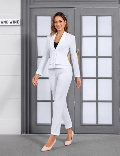 Elegant White Women's Business Suit Set - Effortless Style for Work and Beyond - Image 5