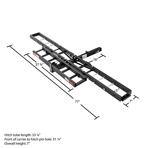 Black Widow Steel Compact Dirt Bike eBike Fat Tire Class III IV 2\" Hitch Mounted Carrier with Loading Ramp, 300 lb. Capacity, Anti-Tilt Device MCC-300 - Thumbnail 3