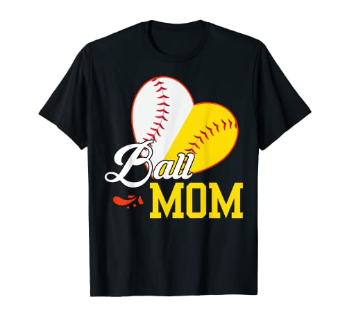Gift For Mothers Day Funny Ball Mom Softball Baseball Camiseta