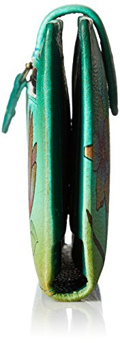 Anna By Anuschka Womens 1833 Wallet Hand Painted Genuine Leather, Birds In Paradise Green, One Size Us #TOP2