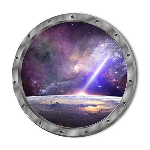 Woodland Arts 4 Pcs 12 X 12 Inch Outer Space Milky Way Galaxy 3D Window View Stars Planets Break Wall Removable Vinyl Peel And Stick Decorative Wall Decals Stickers For Children Kids Room Nursery #TOP1
