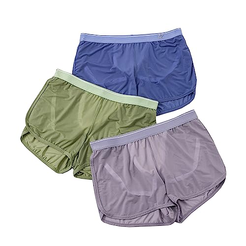 Men Arrow Shorts Ice Silk Underwear Ultra Thin Pajama Bottoms,3Packs