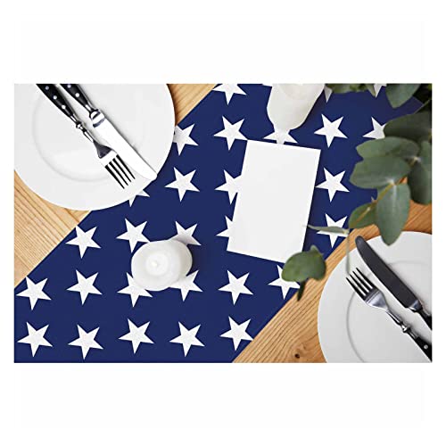 HOSNYE Table Runner Blue Star,Cotton Linen Table...