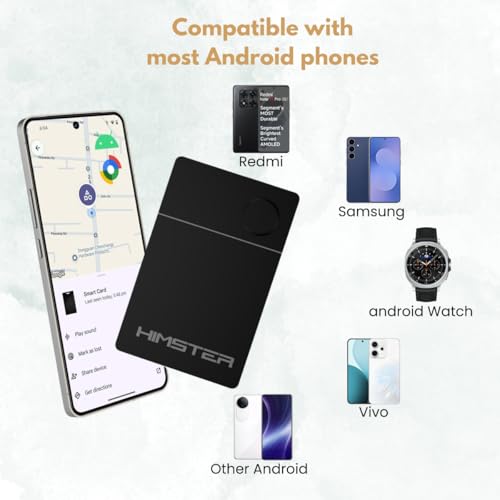 Image of Himster Smart Card Tracker for Android | No SIM Needed | Anti-Lost & Loud 75dB Alert | Ultra-Thin 2.85mm Item Finder-Wallets,Bags,Laptops, Tablets|3 Month Wireless Rechargeable Battery(Black)