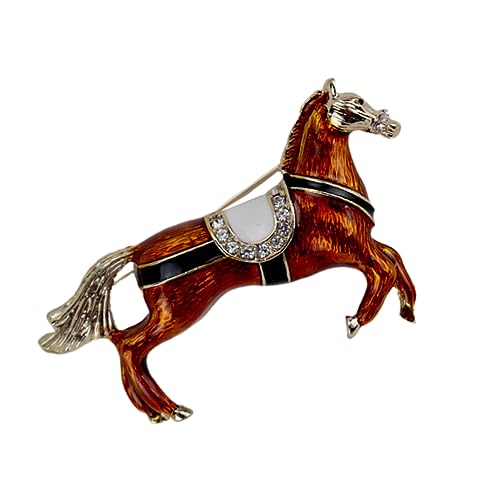 Broche cheval vintage de style cour royale en émail pour sublimer un costume ou une robe