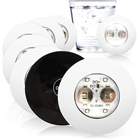 com-four® 8X Pegatina LED para iluminación de Fondo de Botella - Iluminación Decorativa de Vidrio - LED Blancos (8 Piezas - Blanco) Cover
