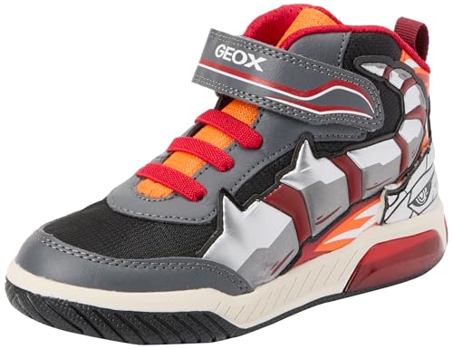 Geox J INEK Boy C, Scarpe da Ginnastica, Dk Grey/Orange, 28 EU