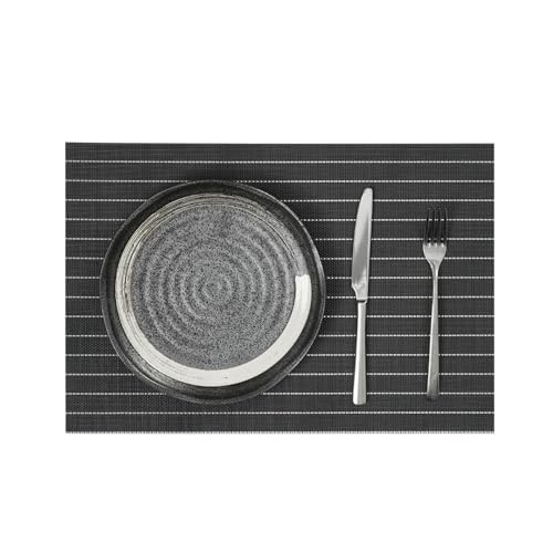 Set de table à rayures noires 30x45 cm lot de 6 pour table de cuisine - 2