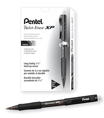 Pentel QE415A Twist-Erase EXPRESS Mechanical Pencil, .5mm, Black, Dozen