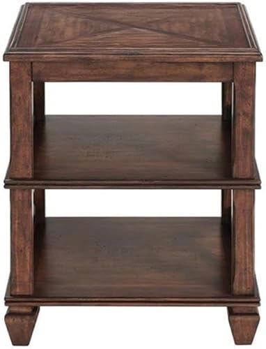 Miniatura 4 de Alaterre Furniture Stockbridge - Mesa auxiliar cuadrada de madera de 21 pulgadas con dos estantes