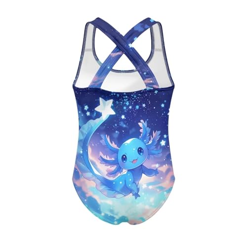 Image of Xpyiqun Swimsuit for Girls One Piece Bathing Suits Size 5-14 Sleeveless Swimwear Cross Shoulder Strap Swimming Wear