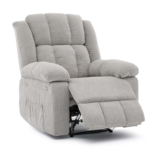 Oversized Recliner Chair for Adult,150°Recliner Chairs Ergonomic Nursery Chairs, Extra Wide Manual Recliners,Linen Upholstery Soft Sofa Chair for Livingroom,Bedroom,Gray