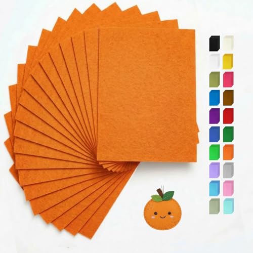 Orange Felt Fabric Stiff Sheets 20 Pcs 8 X 12 1mm Thick Assorted Color Sewing Crafts Felt for DIY Patchwork Art Projects Party & Holiday Decoration