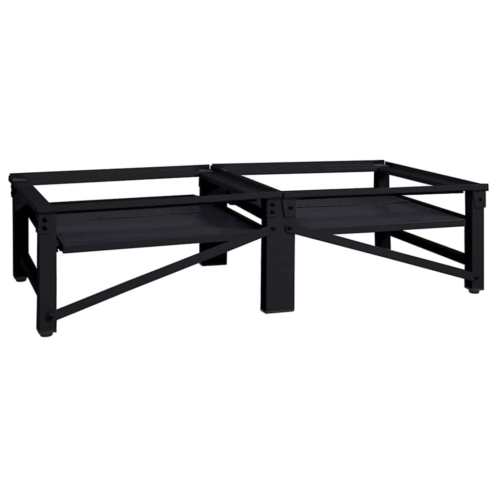 Waschmaschinen-Podest aus Stahl Schwarz 124,5 x 61,5 x 32,5 cm 2-teiliges Untergestell für Waschküche mit verstellbaren Füßen, Antivibration und verbesserter Ergonomie