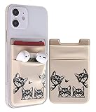 Funny Stretch Phone Card Holder Wallet Stick On Back of Phone ID Card Sleeves Adhesive Sticker (Gold