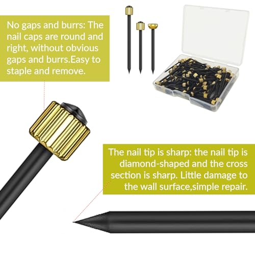 Image of 100PCS Picture Frame Hanging Nails, 3 Sizes Wall Decorative Nails with Plastic Storage Box, Picture Hang Solutions Kit 5-30 lbs Hanging Hardware Tool Hangers