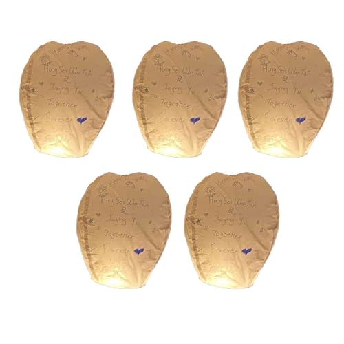 LVYUDS Fiesta Linternas Chinas Del Cielo Seguros Farolillos Voladores Con Bolígrafo Escribe Tu Deseo Confía Tus Esperanzas Para Ocasiones Festivas(Blanco,5pcs,80cm)