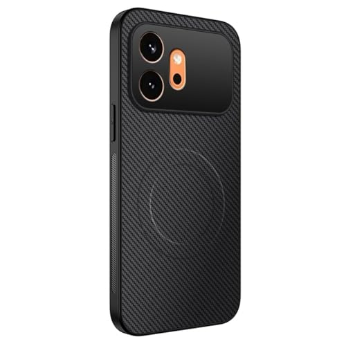 Image of Magnetic for Honor 600 Case, Carbon Fiber Texture Slim Lightweight Hard Back Soft Bumper Shockproof Phone Cover (Honor 600)