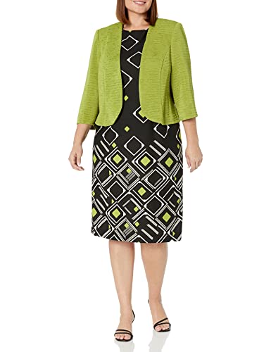 Maya Brooke Women's Plus Size 2 Piece Diamond Printed Jacket Dress
