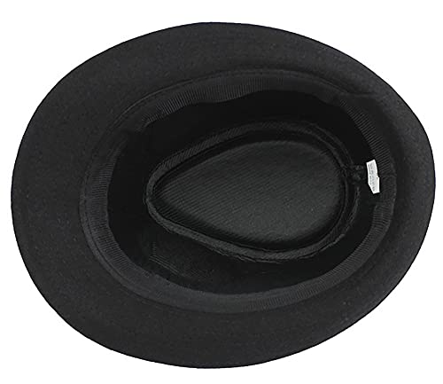 Herren-Mütze, klassisch, kariert, Manhattan, strukturiert, Gangster, Trilby, Fedora-Hut, kubanischer Stil, Derby-Mütze, Jazz-Mütze (Größe M-L/7 1/4), Schwarz, L